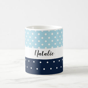 Mug Cute Moderne Marine Bleu Monogramme