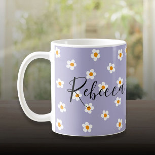 Mug Cute Moderne Motif de marguerite violet personnali