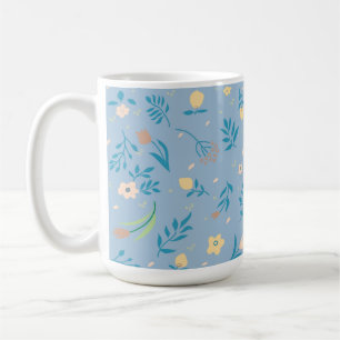 Mug Cute Moderne Motif Nature Floral Bleu Vintage