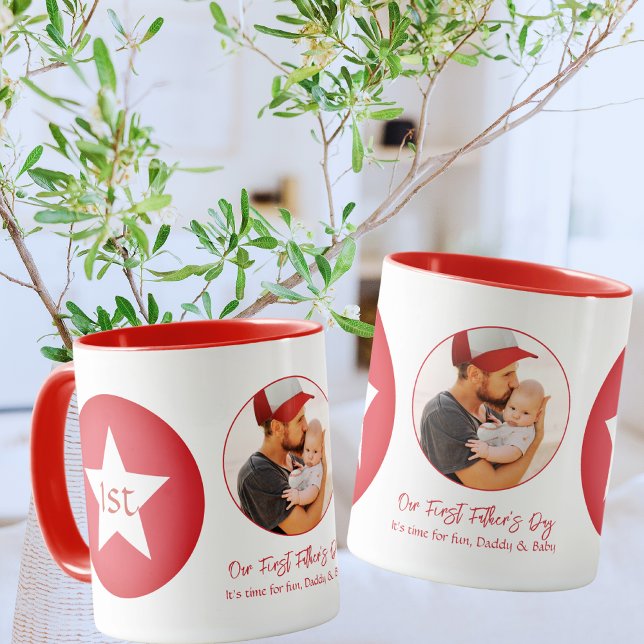 Mug Cute Moderne Simple Cool Papa Première Fête des pè (Créateur téléchargé)