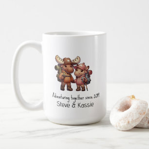 Mug Cute Moose Couple Aventurant Ensemble Randonnée
