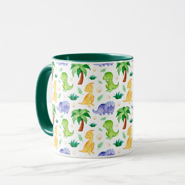 Mug Cute Neon Aquarelle Dinosaur Motif (Devant gauche)