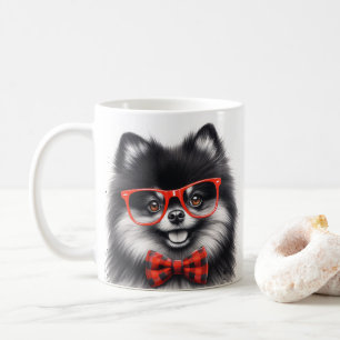 Mug Cute Nerd rouge Pomeranian