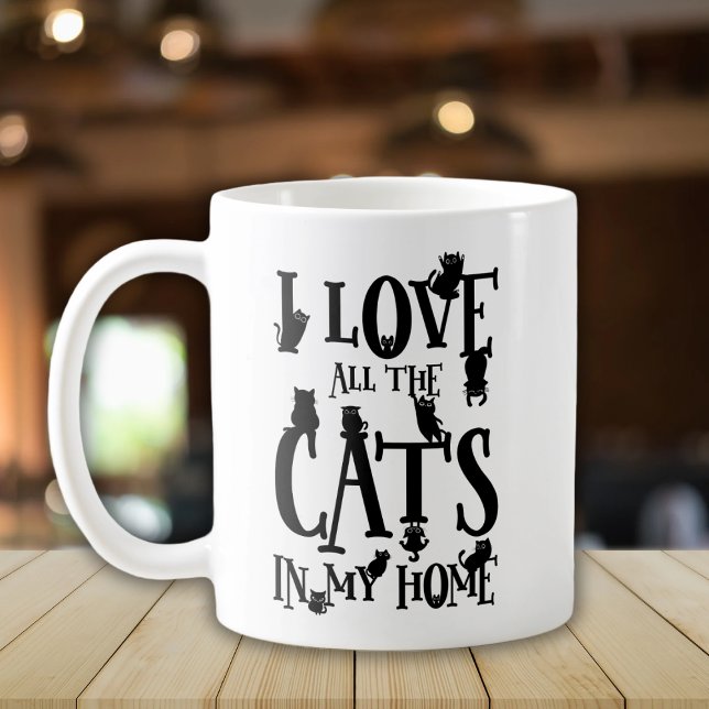 Mug Cute Noir et blanc J'aime tous les chats dans ma m (Créateur téléchargé)