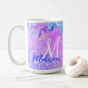 Mug Cute ombre rose violet parties scintillant monogra