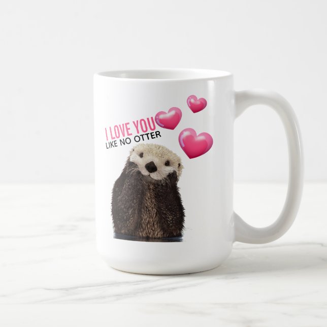 Mug Cute Otter avec Coeurs roses Vous aimez jouer (Droite)