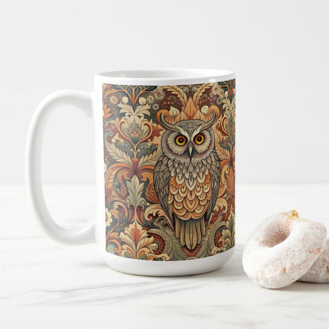 Mug Cute Owl Style William Morris (Avec donut)
