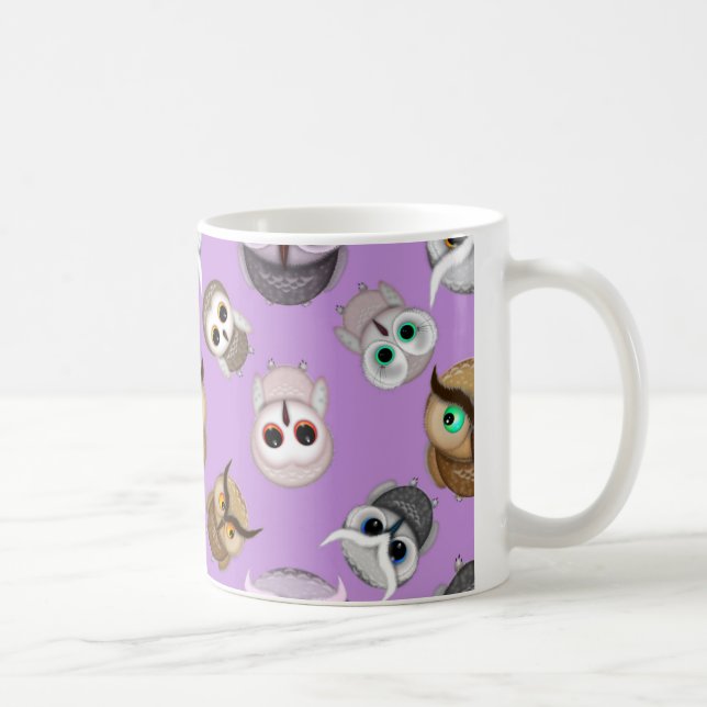 Mug Cute Owls Motif sur Purple Arrière - plan (Droite)