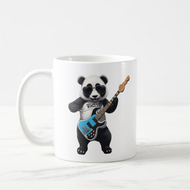 Mug Cute Panda Jouer Guitare, Musique Panda Amateurs (Gauche)