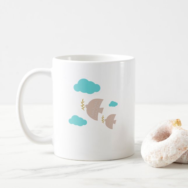 Mug Cute Pastel Bird & Cloud (Avec donut)
