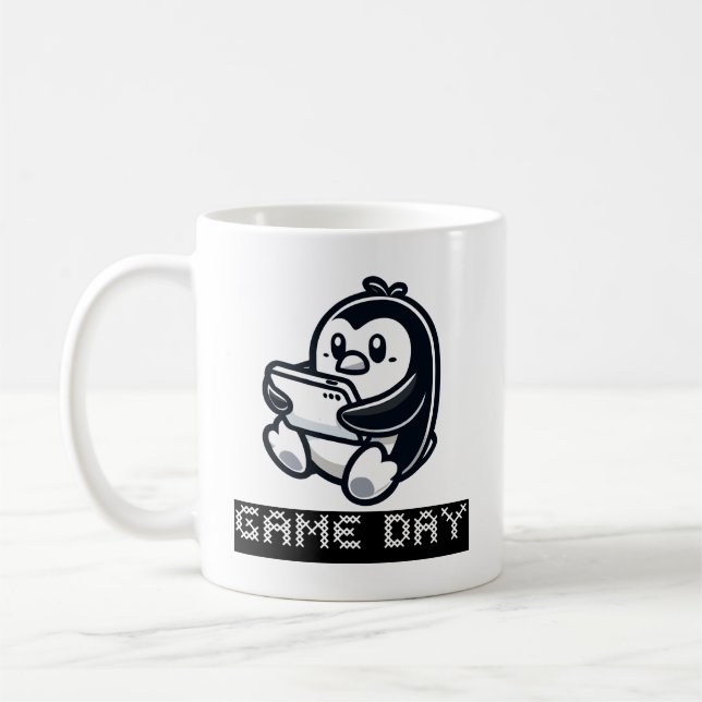 Mug Cute Penguin joue à un jeu vidéo - Jour du jeu (Gauche)