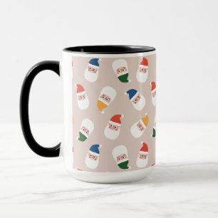 Mug Cute Père Noël fait face au Motif de Noël