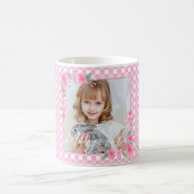 Mug Cute Personnalisée une photo rose (Centre)