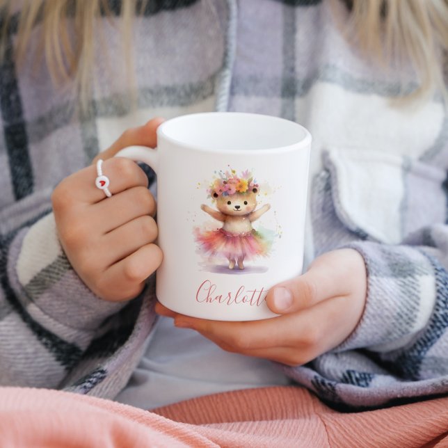 Mug Cute Petit Danseur Ours Aquarelle Nom personnalisé (Créateur téléchargé)