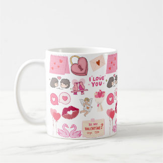 Mug Cute Pink Valentine’s Day Love Doodles Collection