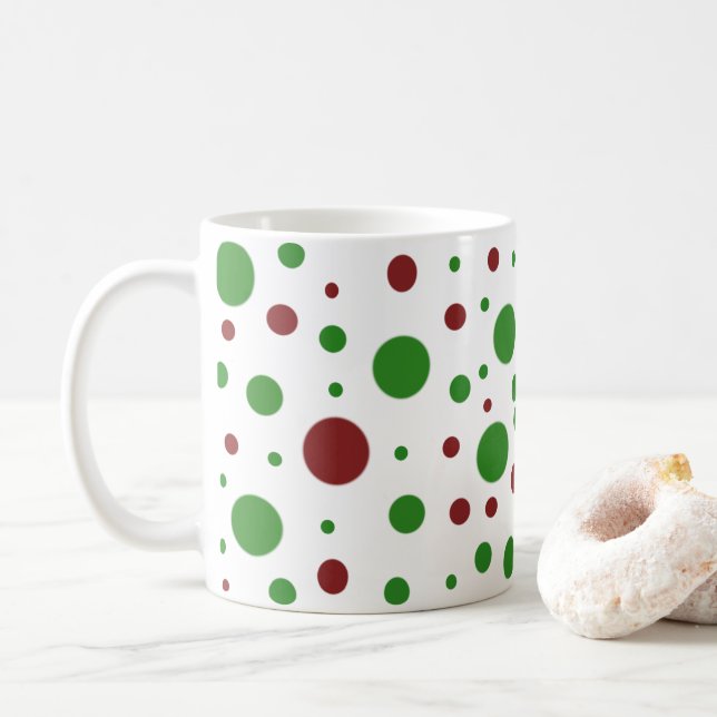 Mug Cute polka point Noël Rouge Vert motif (Avec donut)