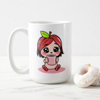 Mug Cute Pomme Tête Chibi Boire Café