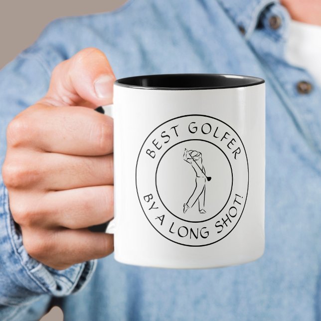 Mug Cute Pun Meilleur Golfeur Longue Tirage Pour Lui N (Cute Pun Best Golfer Long Shot For Him Black White Mug)