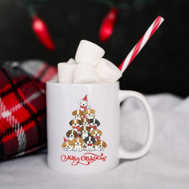 Mug Cute Puppy Dog Christmas Tree Stack  (Créateur téléchargé)