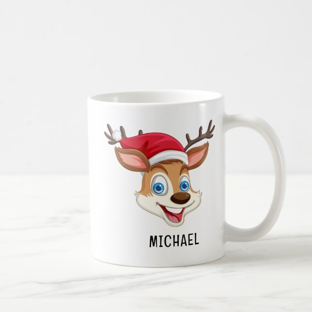 Mug Cute Reindeer Personalized Name Christmas (Droite)