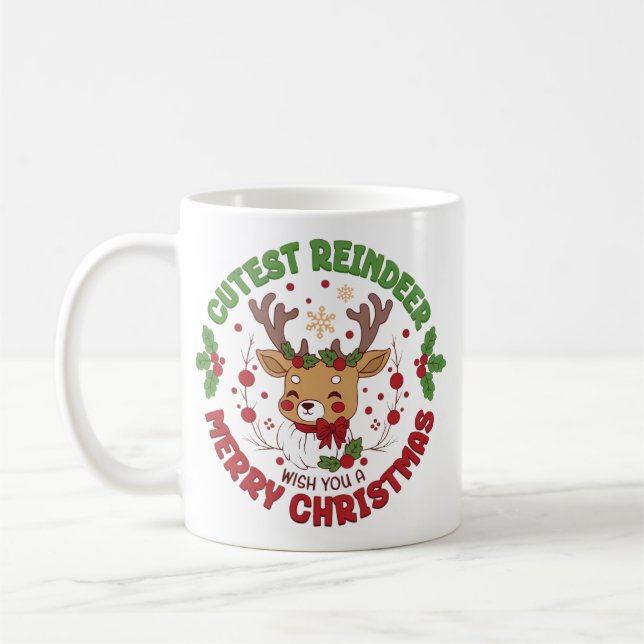 Mug Cute Reindeer Wish You A Merry Christmas (Gauche)