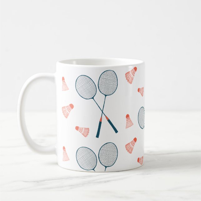 Mug Cute Retro Badminton Birdie Racquet Shuttlecock (Gauche)