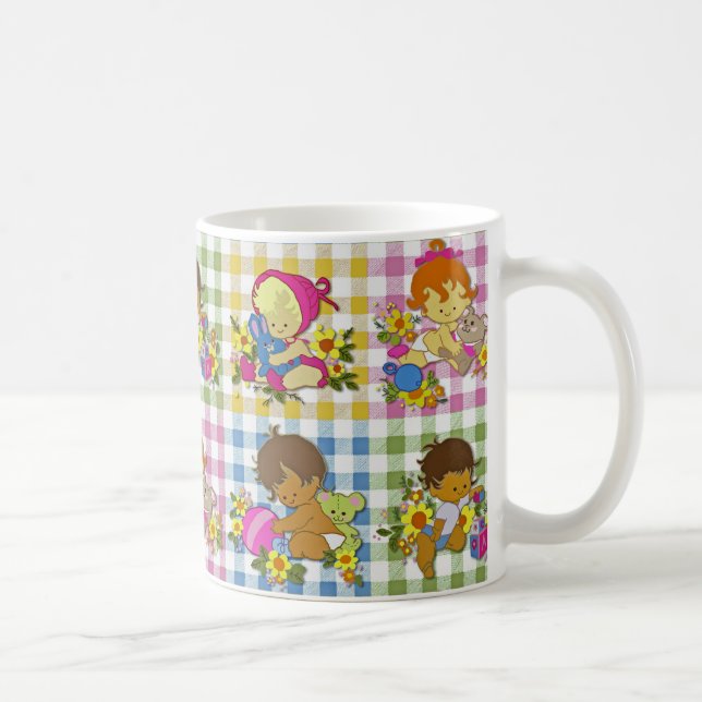 Mug Cute Retro Coloré Patchwork Plaid Baby shower (Droite)