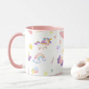 Mug Cute rose douce licorne arc-en-ciel Motif de ballo