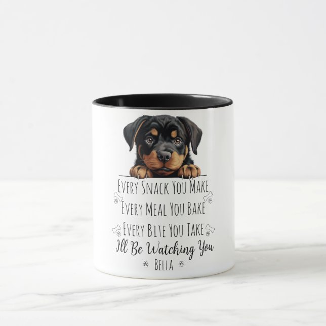Mug Cute Rottweiler Chien Drôle Personnalisé (Centre)