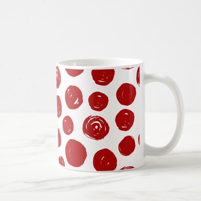 Mug Cute rouge dessiné à la main pois (Droite)