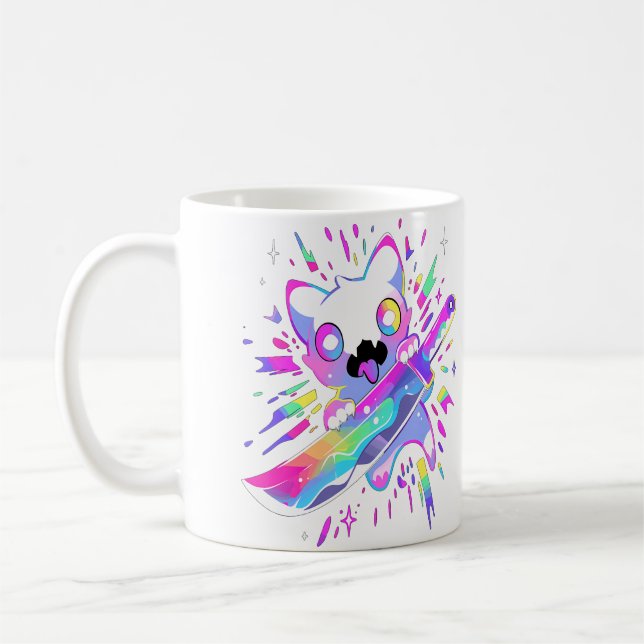 Mug Cute Samurai Party Cat Edm Festival Rave (Gauche)
