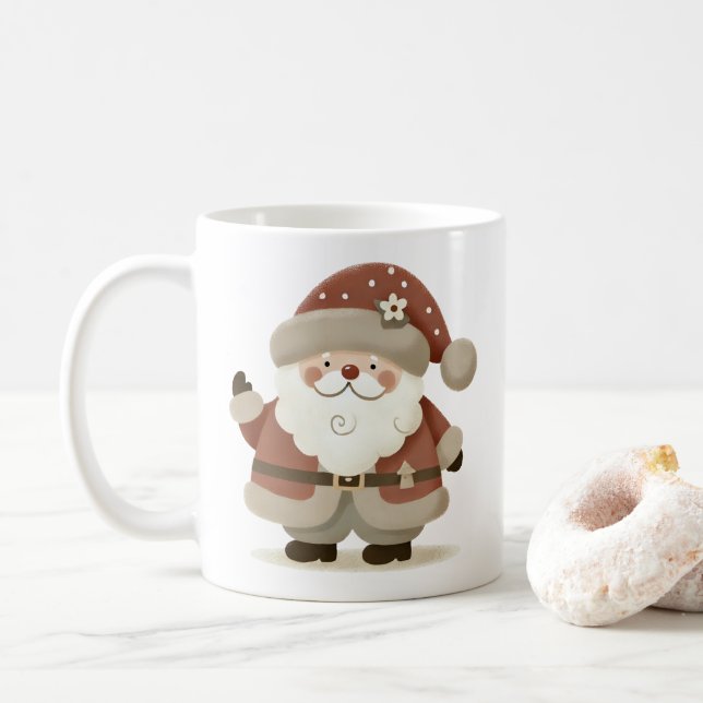 Mug Cute Santa Claus & Drawing Christmas (Avec donut)