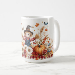 Mug Cute Scarecrow avec Citrouille et fleur sauvage