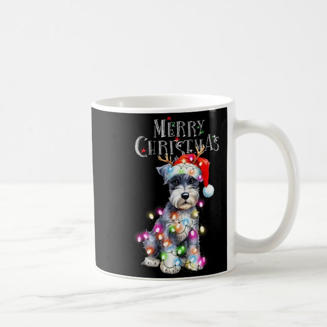 Mug Cute Schnauzer Christmas Lights Xmas Dog Santa Hat (Droite)
