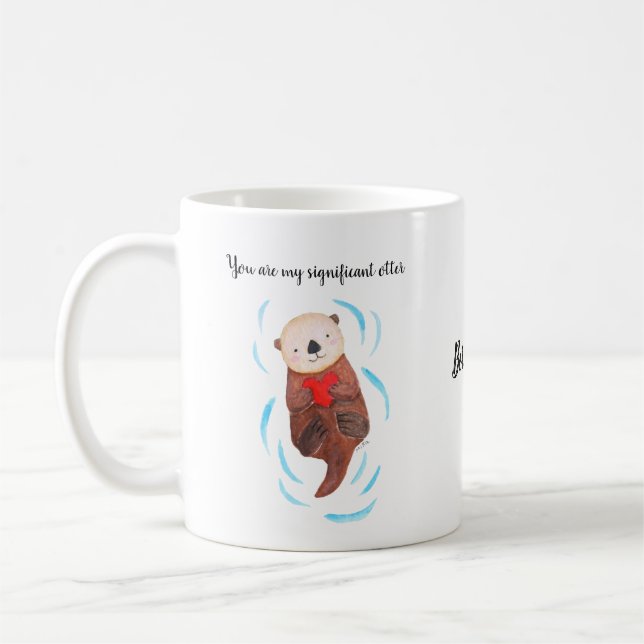 Mug Cute Sea Otter Nom personnalisé Cadeau pour femme/ (Gauche)