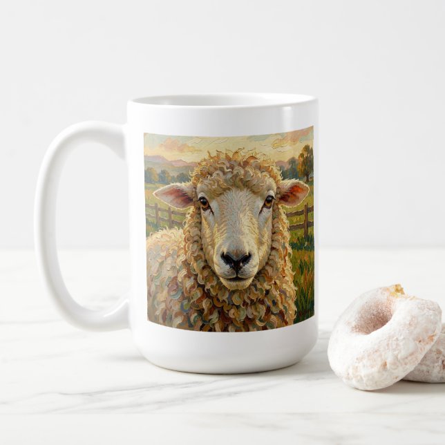 Mug Cute Sheep on a Ranch  & Ewe, People Quote (Avec donut)