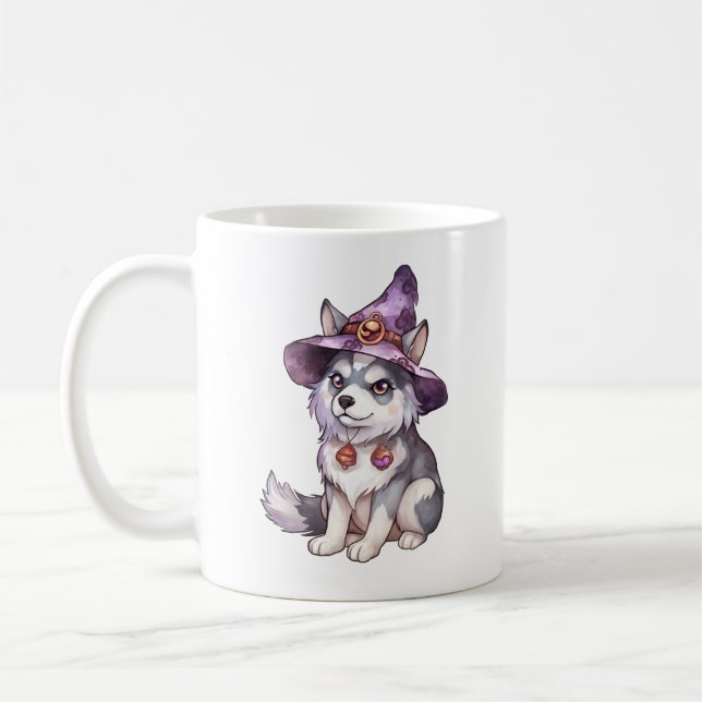 Mug Cute Siberian Husky Chien en Casquette sorcier (Gauche)