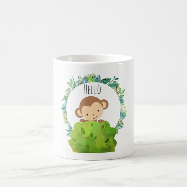 Mug Cute singe Safari Bonjour (Centre)