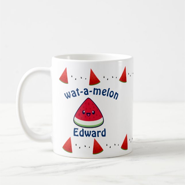 Mug Cute Smiling Kawaii Watermelon (Gauche)