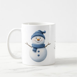 Mug Cute Snowman dans Blue Scarf et Knit Beanie