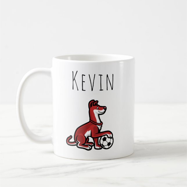 Mug Cute Soccer Chien Boys Sports Équipe Fun Personnal (Gauche)
