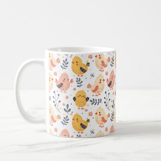 Mug Cute Spring Chicks et modèle floral (Gauche)