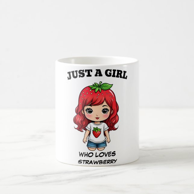 Mug Cute Strawberry Girl Kawaii Art (Centre)