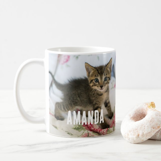 Mug Cute Tabby Kitten À L'Air Surpris (Avec donut)