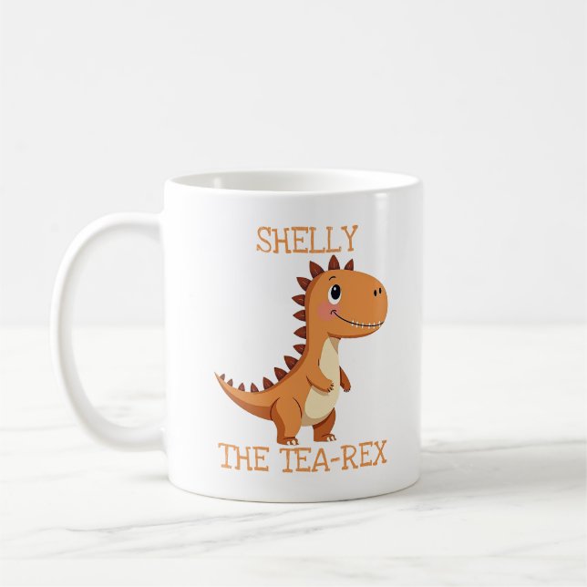 Mug Cute Tea-Rex Dinosaur Personalized Name (Gauche)