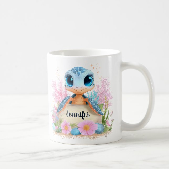 Mug Cute Turtle Personalized Custom Name Animal (Droite)