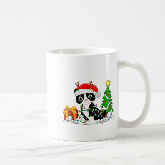 Mug Cute Tuxedo Cat Santa Christmas Tree Lights Xmas T (Droite)