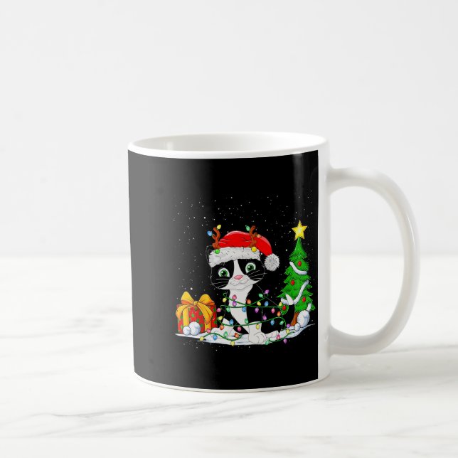 Mug Cute Tuxedo Cat Santa Christmas Tree Lights Xmas T (Droite)