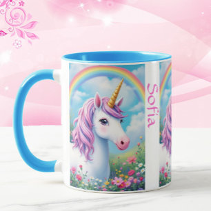 Mug Cute Unicorn Ajouter le nom de la fille Tea Party 