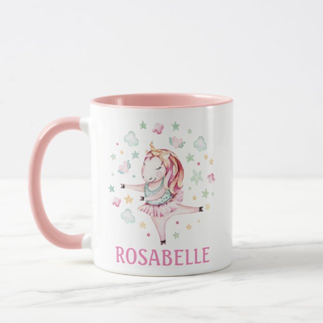 Mug Cute Unicorn Ballerina Girly PInk Enfants (Gauche)